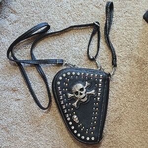 Black Skull Crossbody Bag with Studs